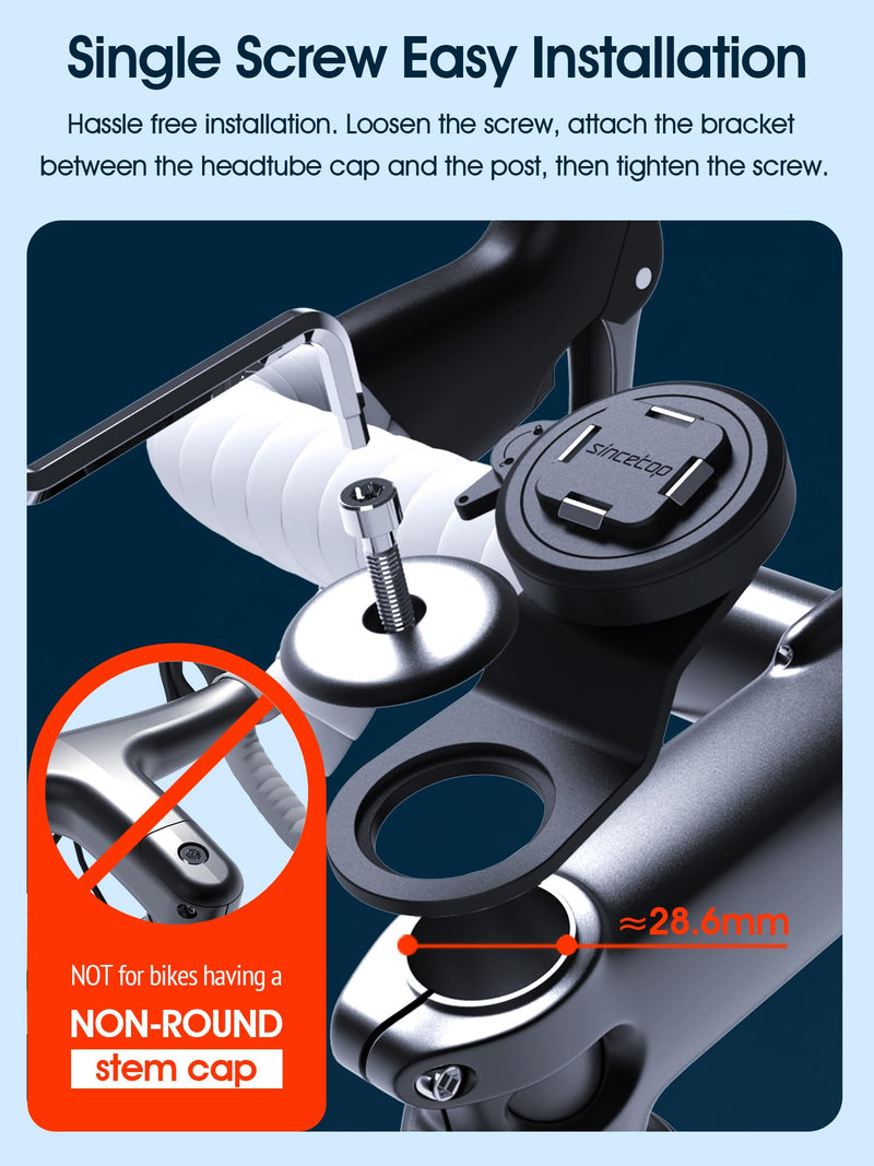 sincetop Series Q [ Quad ] Bike Stem Phone Mount + Magnetic Case Compatible with iPhone 15 Pro Max