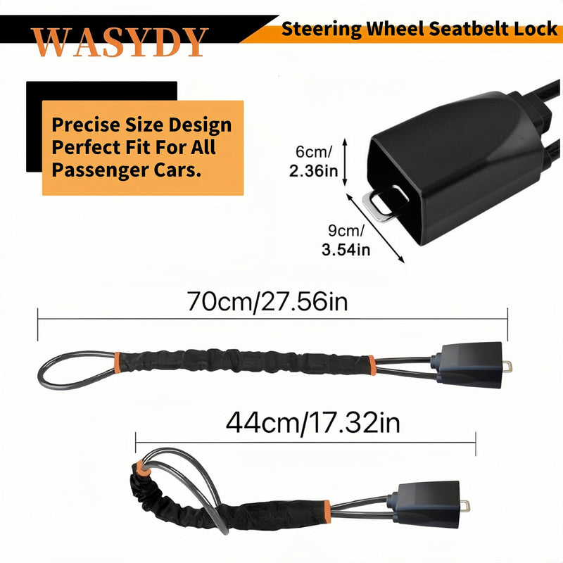 Steering Wheel & Seat Belt Lock, Anti-Theft Device, Great Gift for Father | 2026 upgraded high-strength steel cable, compact & lightweight. Universal fit for cars, SUVs, trucks and golf carts.