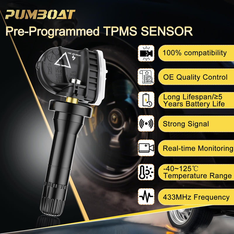 TPMS 433Mhz GM Tire Pressure Monitoring Sensor Fit for:-Chevy Silverado 1500 2500 3500（19-22）|Traverse（16-22）|Blazer（19-22）|-GMC Sierra 1500（19-20）|Sierra HD（19-22）|OE#13598773 Kit (4 PCS)