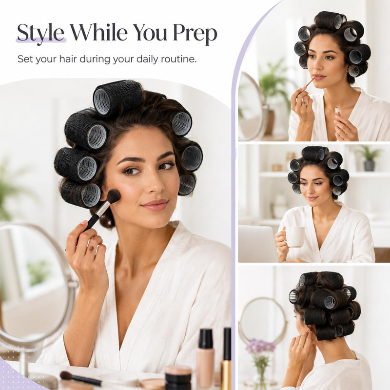 50PCS Hair Curlers Rollers with Clips Hair with 4 Sizes (60/48/36/25mm) Hair Curlers for Perfect Curls, Hot Rollers kit for long hair, Hair rollers for long hair