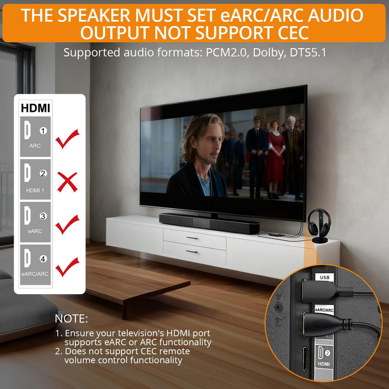 Neoteck HDMI ARC Audio to Dual Optical Extractor, ARC/eARC Audio Extractor | with 1-in-2-out, Supports PCM 2.0, Dolby 5.1, DTS 5.1, 24bit/192kHz, Plug and Play for TV, Home Cinema & Legacy Audio Systems Dual-fiber interface output