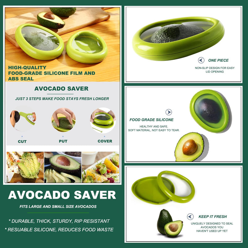 Avocado Slicer Tools 3 PCS - Avocado Saver for Fridge to Keep - Avocado Slicer for Peeler Pitter - Avocado Cutter for Cuber Dicer - Fruit Vegetable Avocado Tools-Kitchen Gadgets Green