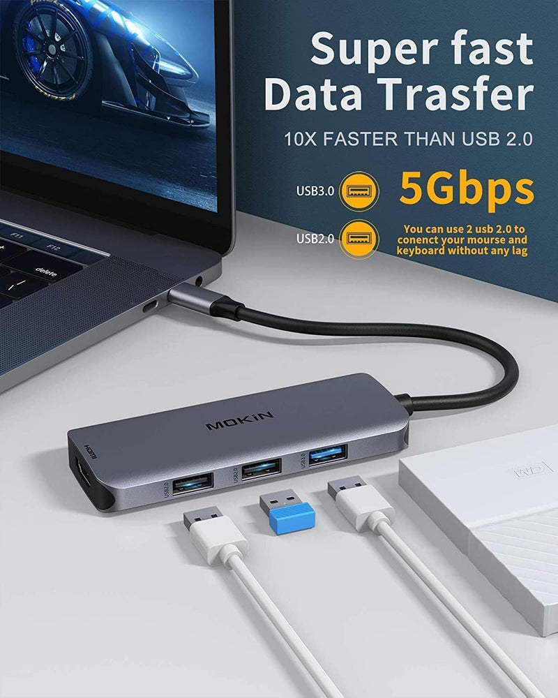 MOKiN USB C Docking Station Dual Monitor 2 HDMI for Dell/Lenovo/HP Laptop | USB C Hub 2 Monitors Dual HDMI 4K@60HZ, 2 HDMI, USB A 3.1/2*USB A 2.0/USB C Charging Port 6 in 1 USB C Dock