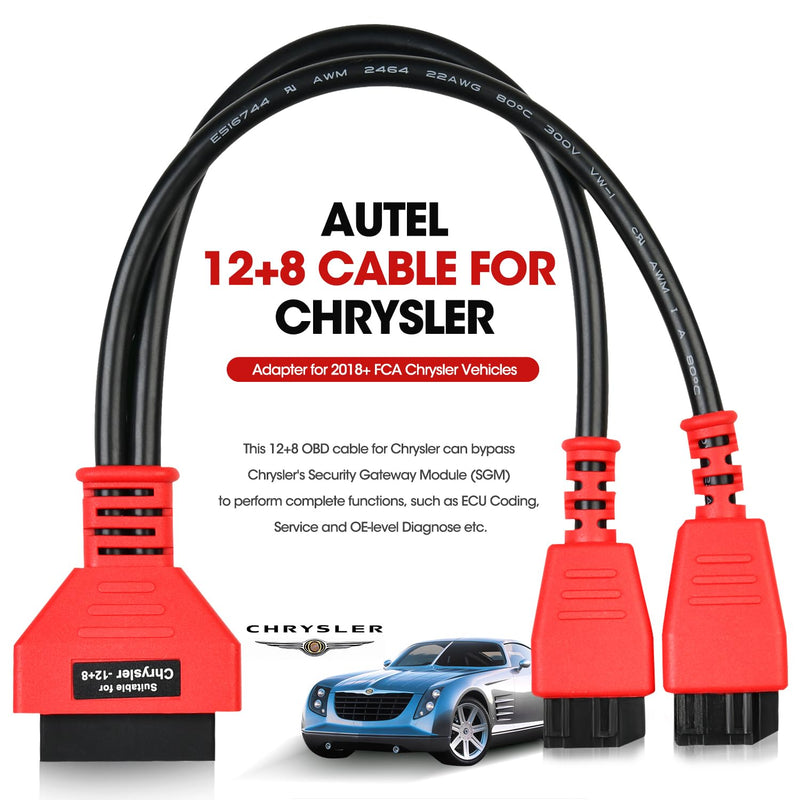Autel Original OBD2 12+8 Adapter for Chrysler, OBD II Bypass Cable Gateway Protocol, Universal Security Bypass 12 8 Connector for FCA SGW Car, Work for All Scanner MK808 MX808 MX900 MS906 MS908