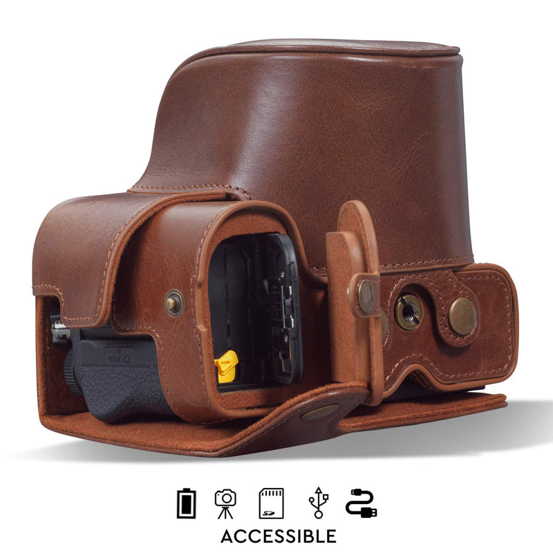 MegaGear MG1943 Ever Ready Genuine Leather Camera Case Compatible with Nikon Z5 - Brown