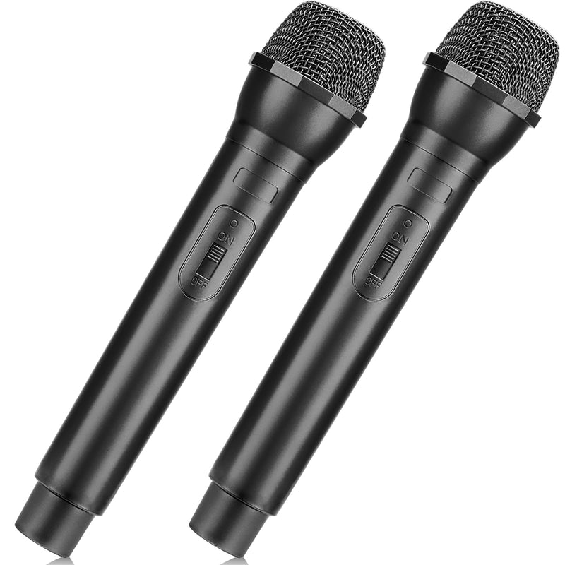 Facmogu 2PCS Fake Microphone Props, Plastic Pretend Play Microphone Prop, Realistic Simulate Speech Practice Prop, Faux Mic Props for Costume, Birthday Party, Stage Performance, Role Playing - Black