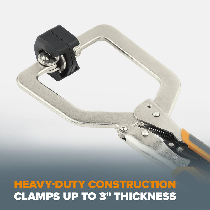 BORA Auto Adjust 3 inch Locking Vise Grip Clamp with Swivel Pads - Heavy Duty Welding Clamps with Comfortable Grips Perfect C Clamp for Woodworking, Welding, and Metalworking C Clamp w/ Swivel Pad