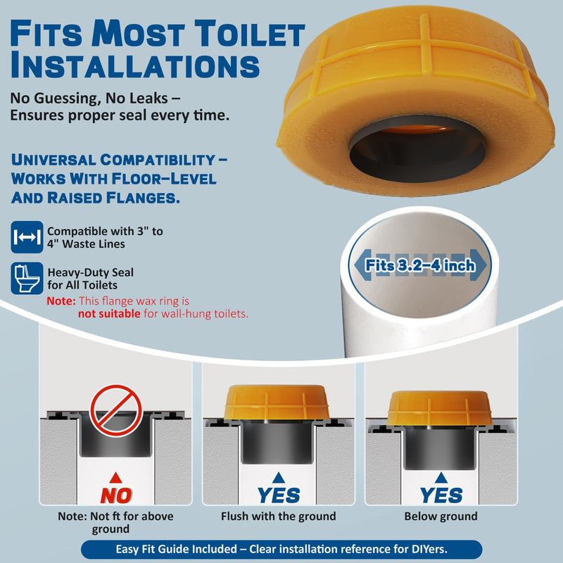 NEEXAN Extra Thick Toilet Wax Ring Kit with Brass Bolts and Caps, 2-Pack | Extra Thick Wax, Brass Bolts Included, Fits 3-inch and 4-inch Drains, Leak-proof Seal. 14