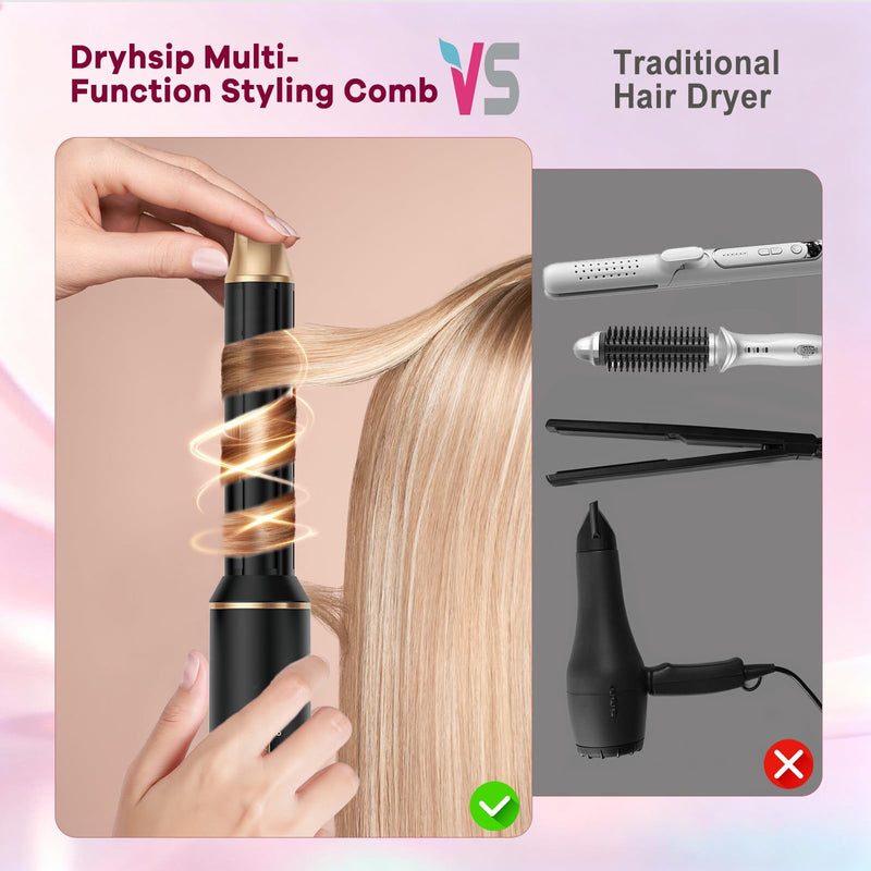 Dryhsip 5 in 1 Hot Air Styler, Multifunctional Hair Dryer Brush, Detachable Styling Tools with Curler, Straightener, Volumizer, Portable Lightweight Hairdryer for All Hair Types (Ink) Ink