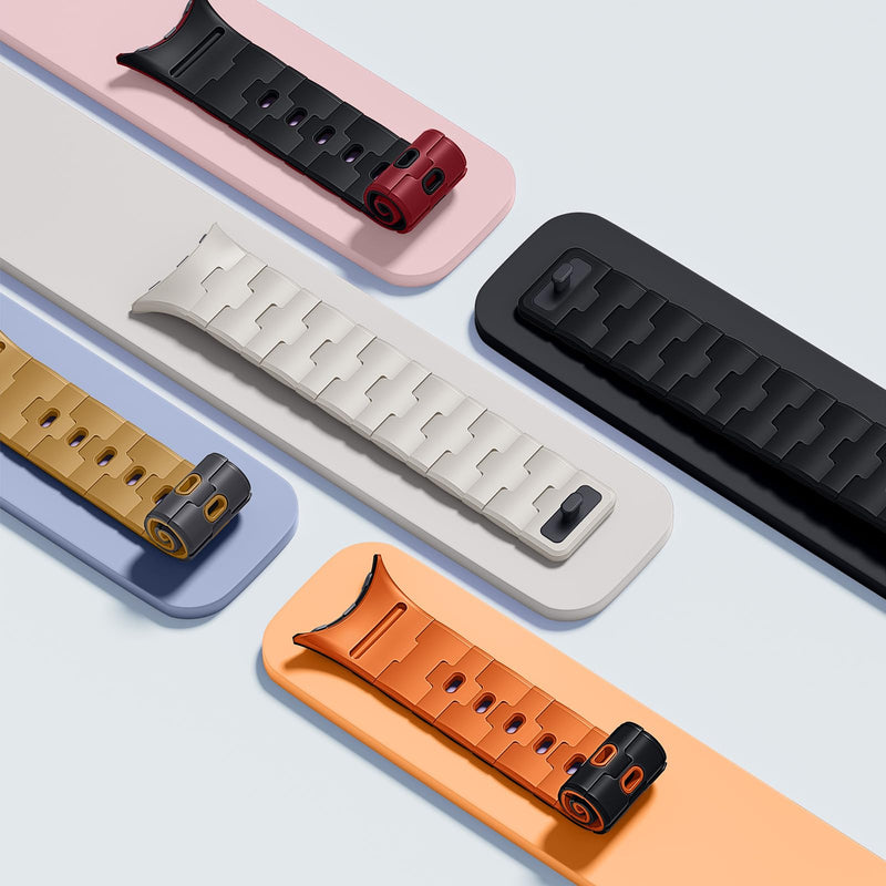 Bandletic Magnetic Silicone Band Compatible with Google Pixel Watch 4-1 | N54 Magnet Plus Pin Tuck, Stays on Arm During Hard Runs, Fits Pixel Watch 4/3 45mm, for Gym, Office or Date Night, Men Women Anthracite Gray/Ochre 45mm for Pixel Watch 4/3