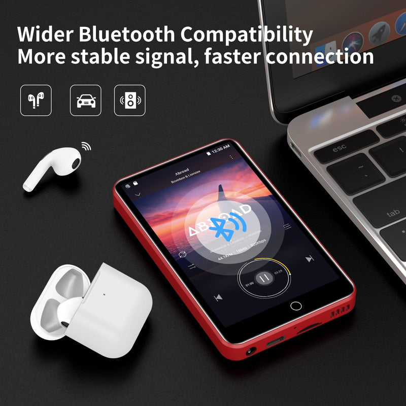 80GB MP3 Player with Bluetooth and WiFi, ZAQE Android OS, 4" Touch Screen Spotify Music&Video Player, Built-in Speaker, FM Radio, MP4 Player for Kids