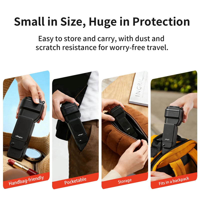 All-in-One Protective Kit for DJI Osmo Pocket 4, Silicone Stand Base with 2 Pack Tempered Glass Screen & Lens Protector and Hard Gimbal Protective Case for Travel, Daily Volgs