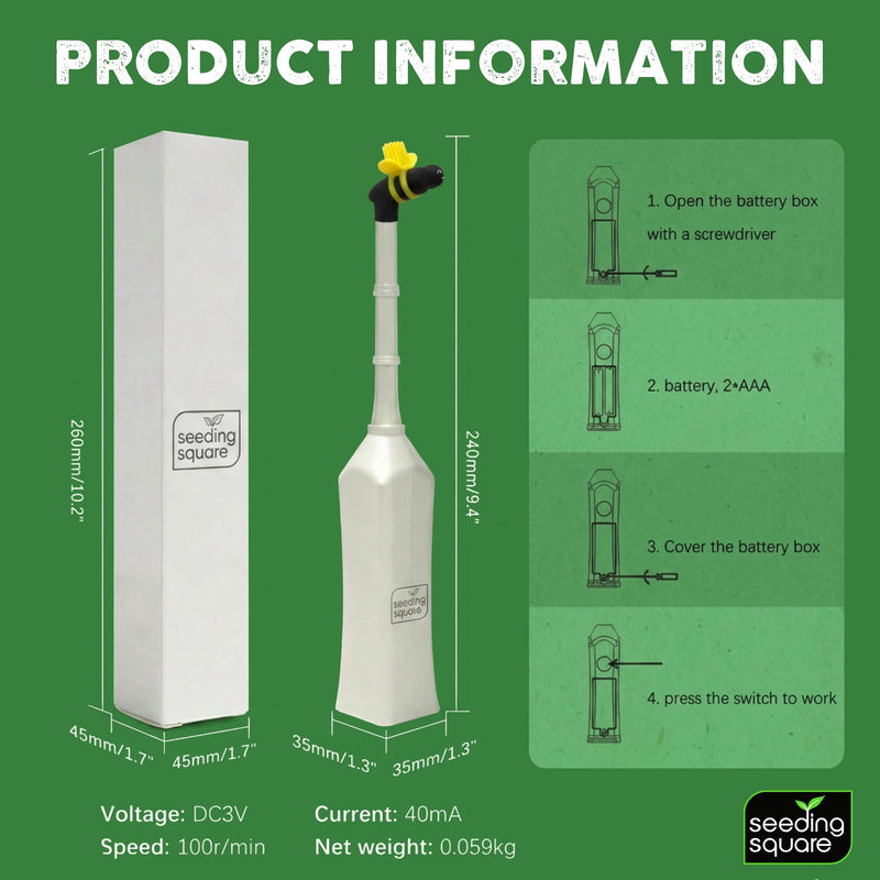 Seeding Square Handheld Pollinator Tool for Vegetable Gardening – Soft Silicone Brush, Manual Gardening Tool for Indoor and Outdoor Use, Boosts Garden Yields