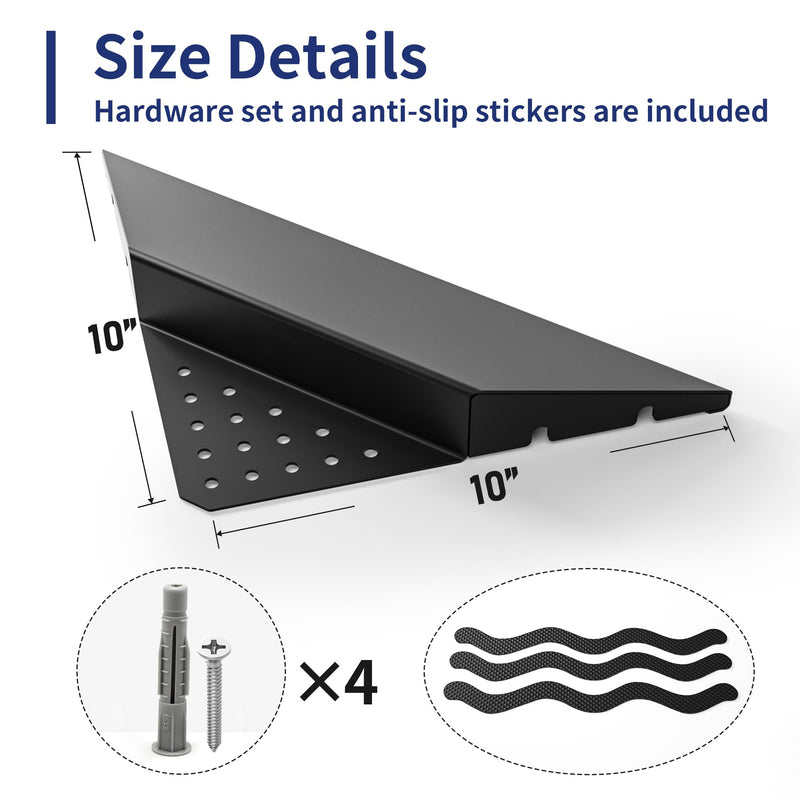 10'' Corner Foot Rest for Shaving Legs, Wall Mounted Foot Ledge for Bathroom Inside Shower, 304 Stainless Steel Footrest with Shaving Holder (Black) Black