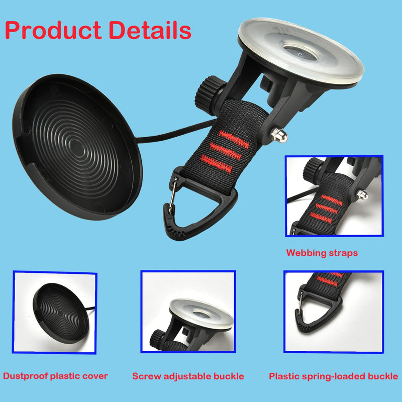 4PCS Heavy Duty Suction Cups Anchor with Hooks, Outdoor Strong Suction Camper Accessories for Camping Tarp Accessory Car Side Awning Trap Tie Down.