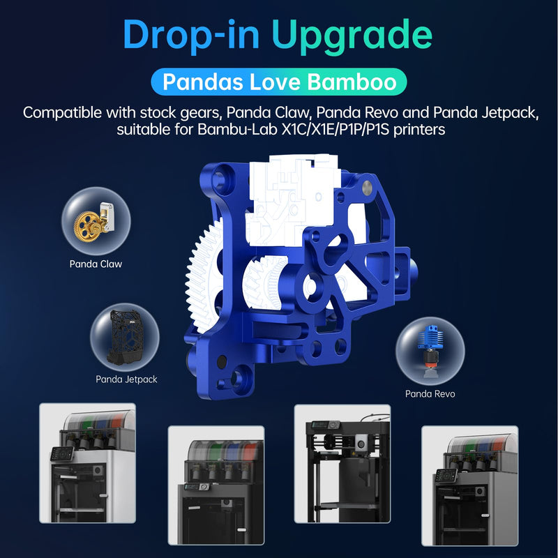 BIQU Panda Extruder CNC Extruder Shell for Bambu-Lab P1P/P1S/X1C/X1E Lightweight Original Factory Gears Panda Claw Al 6061 T6 Aluminum Alloy High Precision Shell
