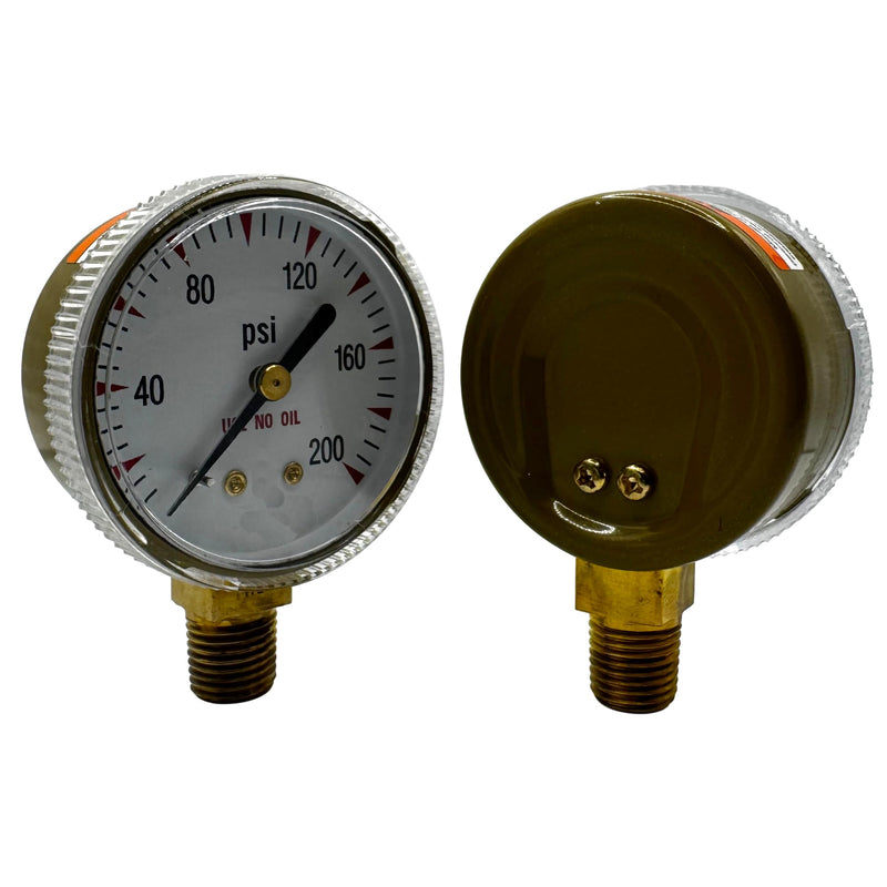 Low and High Pressure Replacement Gauges for Oxygen Regulator 2" x 200 psi and 4000 psi