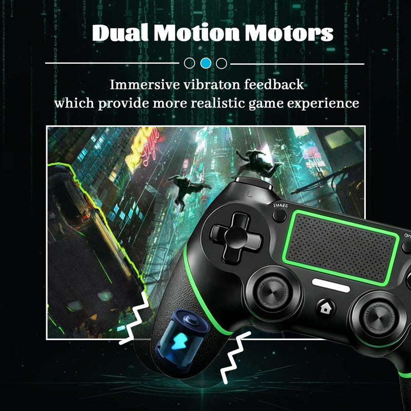 LZXWAWA Wireless Controller for Ps4 Controller Ps4/Slim/Pro/Windows PC | Touchpad/Vibration/Turbo/Built-in Speaker&3.5mm Headphone Jack/Six-axis Motion Control/USB-C Charging Cable，Black Green Green Blacck