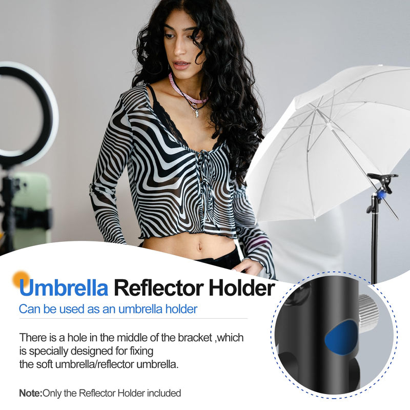 EMART Photography Reflector Holder, Photo Video Studio 5/8" Heavy Duty Metal Clamp Attachment, Light Stand Clip Mount with Umbrella Hole for Backdrop, Diffuser, Lighting -2 Pack 2 Pack