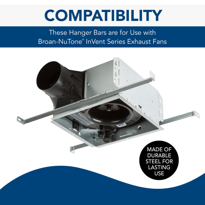 Broan-NuTone MHB4 Hanger Bar Set for InVent Series Bath Exhaust Fans, Silver, Steel, 4 Pieces