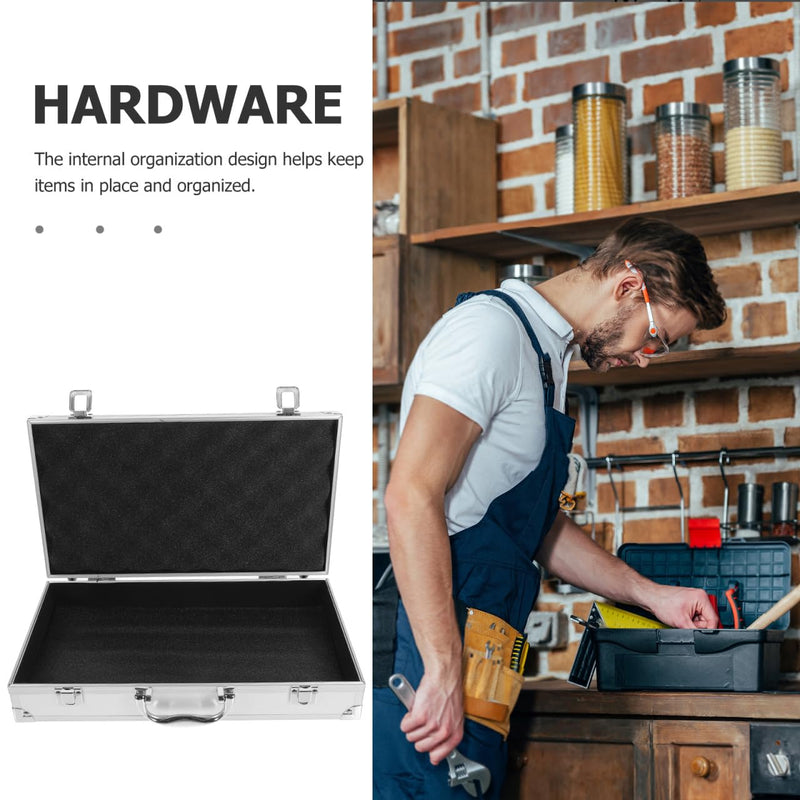 ERINGOGO Large Capacity Toolbox Aluminum Alloy Tool Case with Safety Clasp Portable Storage Box for Medicine and Tools 14.17X8.26X2.95 Inch