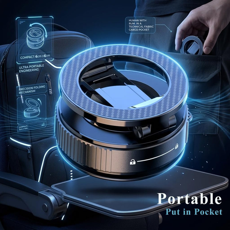 Magnetic Phone Holder for Car,Vacuum Suction Cup Phone Holder,Heavy-Duty Metal Arm&Head, Magsafe Car Mount for iPhone, 360° Adjustable Dashboard Mount,Folding Holder for iPhone and Android
