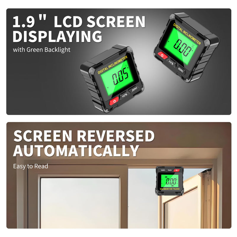  [AUSTRALIA] - Digital Level Box Construction Protractor Range 4 × 90° Resolution 0.05° Angle Finder Gauge Inclinometer with 4PCS Magnets and Infrared Rays for Construction,Woodworking,Building and etc.