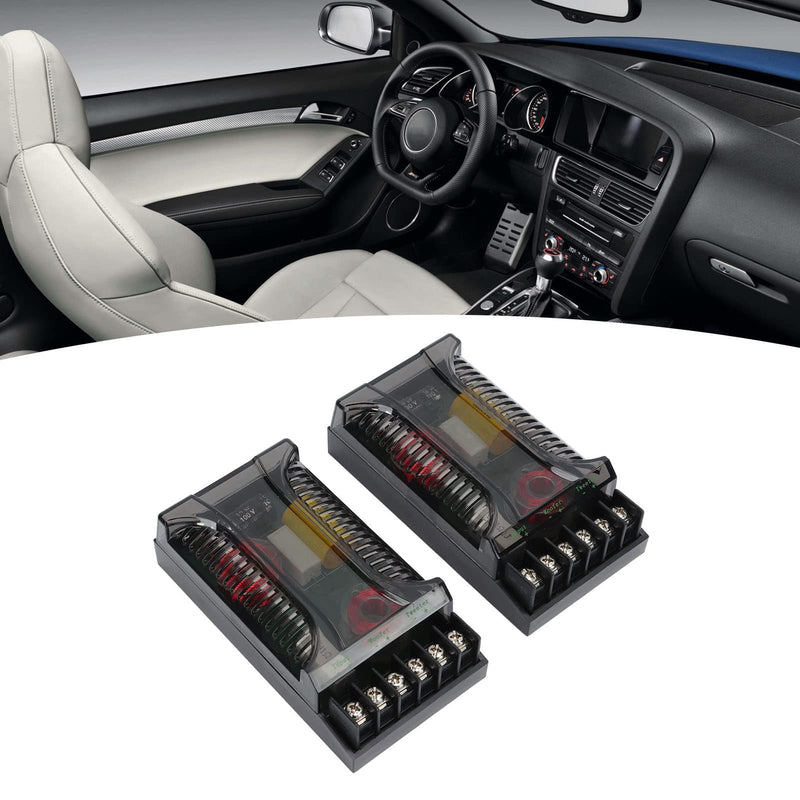 2 Way Car Audio Crossover, 2 Pack 300 Watts Passive Speaker Frequency Divider with Overcurrent Protection and Heat Dissipation for Car Tweeter and Woofer, Universal Installation