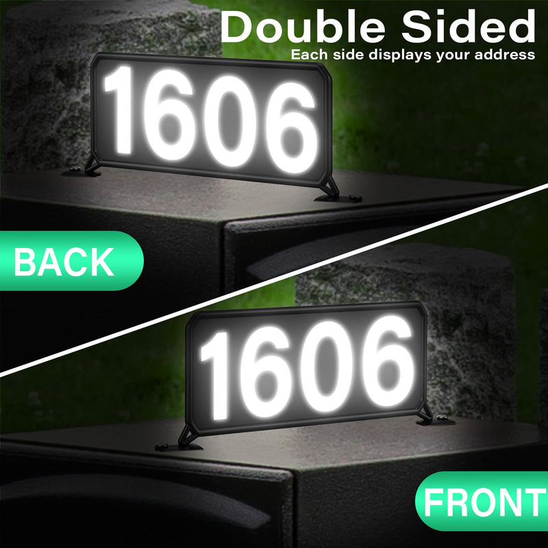 Metal Mailbox Address Plaques - Reflective House Number Plaque for Outside, Double-sided illuminated Address Signs, Easy to Install Mailbox Topper for Visitors,911 Visible -Black