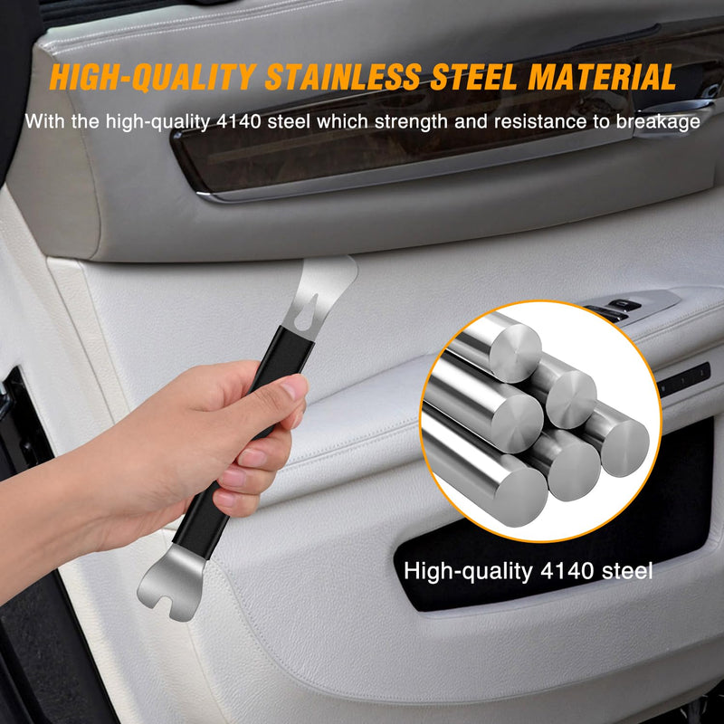 GOOACC 11PCS Trim Removal Tool Kit, Metal & Nylon Pry Tools Set for Car Door Panel, Dashboard, Audio, Clips, Fastener Remover w/Storage Box – Black