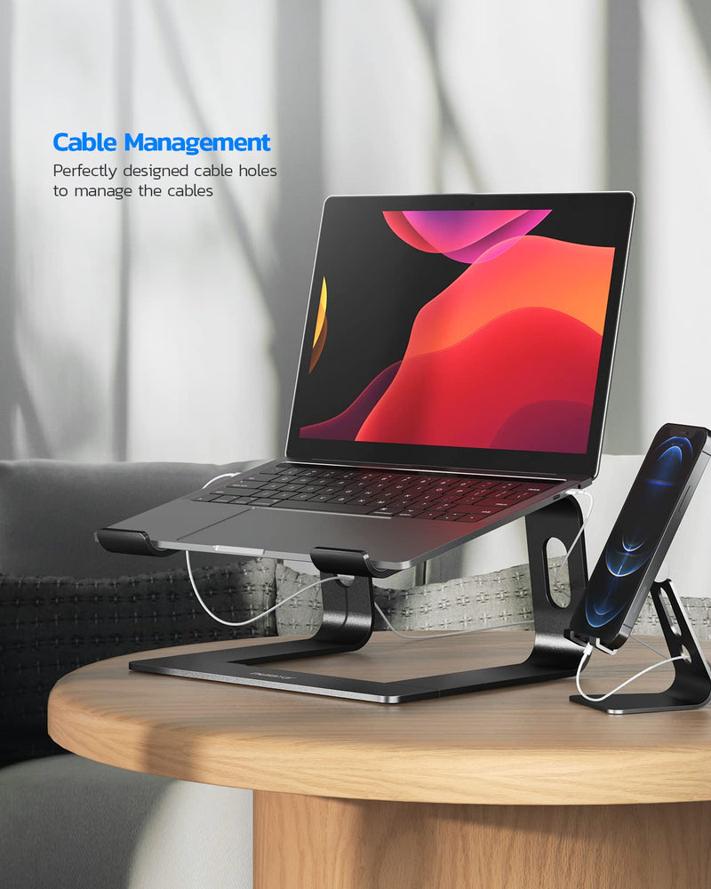 Nulaxy Laptop Stand, Ergonomic Aluminum Laptop Computer Stand, Detachable Laptop Riser Notebook Holder Stand Compatible with MacBook Air Pro, Dell XPS, HP, Lenovo More 10-15.6” Laptops C-Black