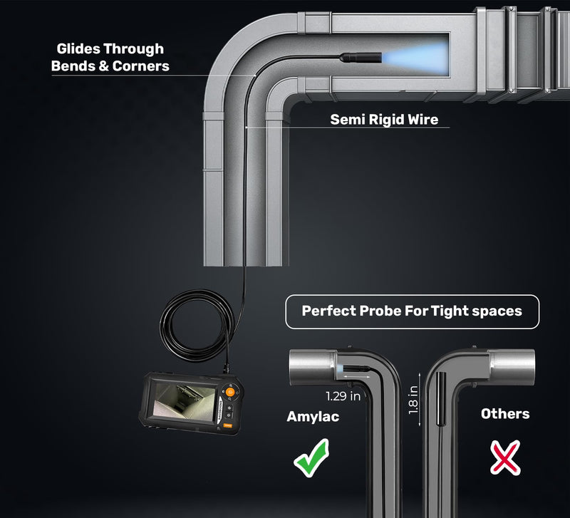 Endoscope Camera with Light, 4.3" IPS Screen, 16.4 Ft Semi-Rigid IP67 Borescope Camera with Light, 1080P Inspection Camera with 8 LEDs, No App Needed, Waterproof Drain Camera, Cool Gadget for Men 16.4 Ft Long Camera Wire