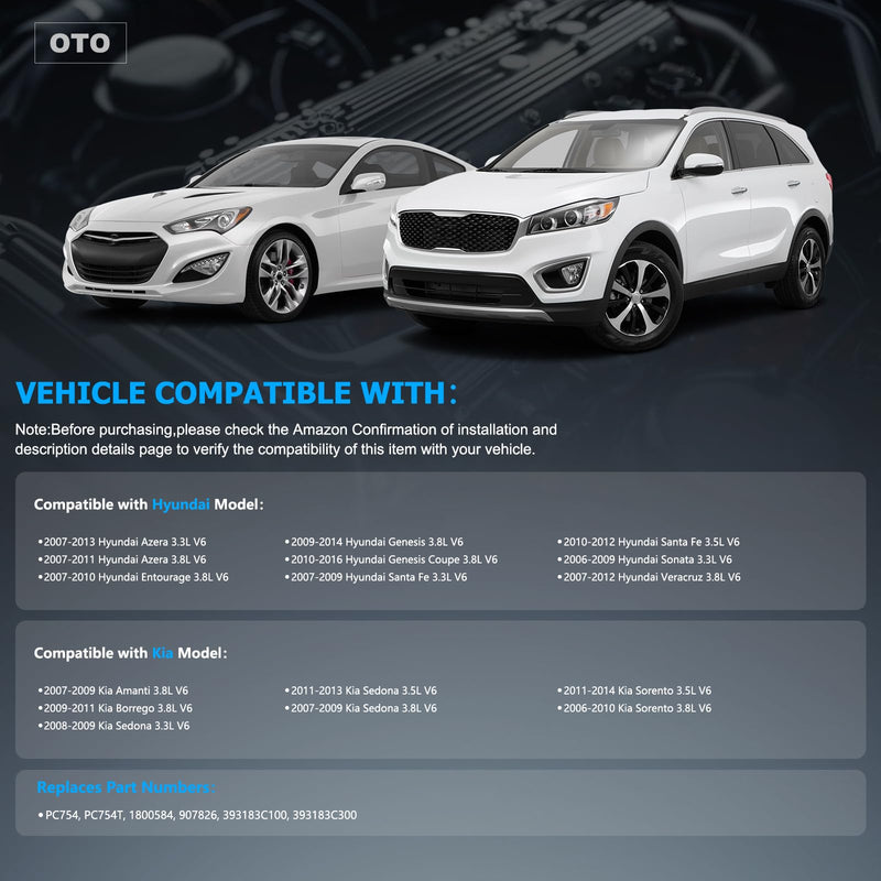 OTO-K Camshaft Position Sensor Compatible with Kia Sorento Sedona Borrego Amanti,Hyundai Sonata Santa Fe Genesis Coupe Azera Veracruz Entourage,Replace#PC754 1800584 907826,Set of 2 PC754