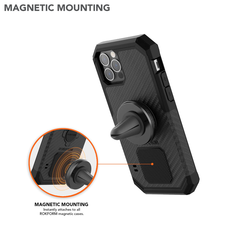 Rokform - iPhone 14 Rugged Case + Super Grip Vent Mount for Car, Truck, or Van