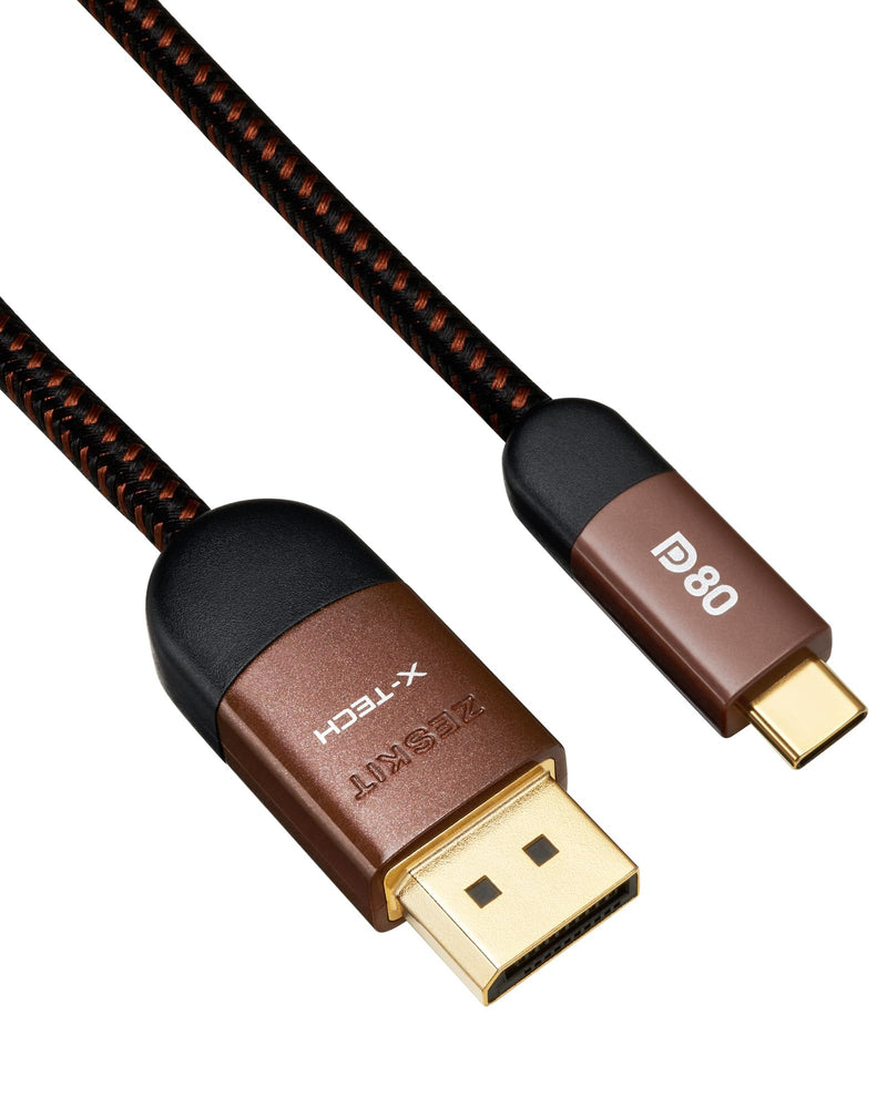 Zeskit X-Tech 80Gbps 16K Bi-Directional Certified USB-C to Displayport 2.1 Cable, DP2.1 DP80 (5ft/1.5m) 5ft/1.5m