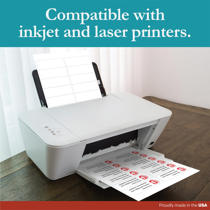 Premium Label Supply White Sticker Address Labels – 4" x 1.5" – Laser/Inkjet Compatible – (12 per Sheet), 25 Sheets – 300 Total Adhesive Labels 300 Labels