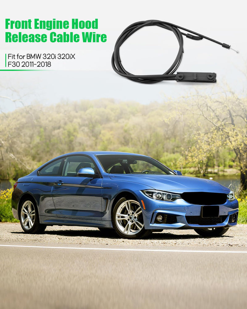 Front Engine Hood Release Cable Wire Fit for BMW 320i 328d 328i 330i 335i 340i 428i 430i 435i 440i M2 M3 M4, Replacement 51237411315 51237396161 51237239240 Front