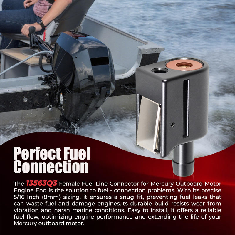 Female Fuel Line Connector, Compatible with Mercury Outboard Motor Engine End 5/16 Inch 8mm, Replaces 13563q3 22-13563A3 18-8076, Works with mercury outboard fuel line 1