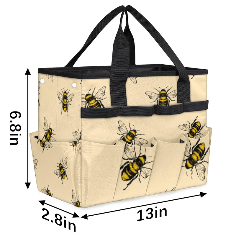 Garden Tool Tote Bag for Women Men Flying Animal Bee Gardening Tool Storage Bags with 10 Pockets Standable Garden Home Tool Kits Organizer for Indoor Outdoor Gardening Gifts