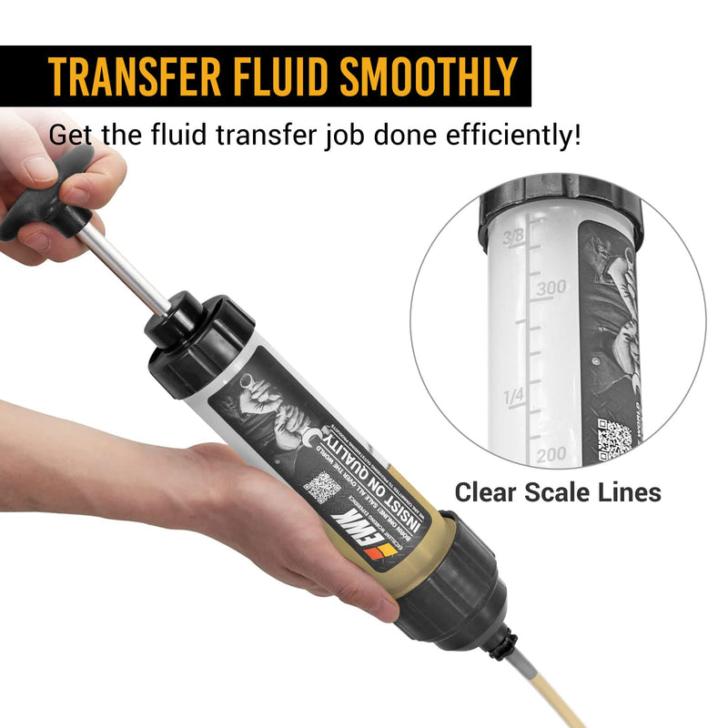 EWK 350ml Manual Fluid Extractor, Vacuum Oil Syringe Change Pump for Automotive Fluids Evacuation 350 ML