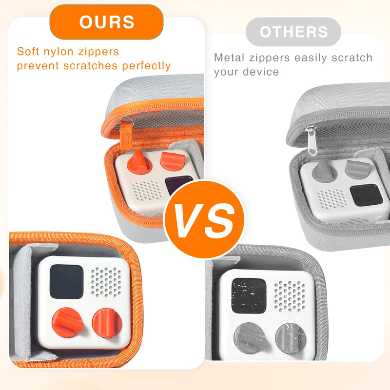 Teyomi Storage Case Compatible with Yoto Mini Player with 5 Blank Cards | Card Holder for Yoto Cards, 20PCS Self Adhesive Tabs with 2 Loops, Drop-proof, Water-proof, Perfect for outdoor trips, Orange
