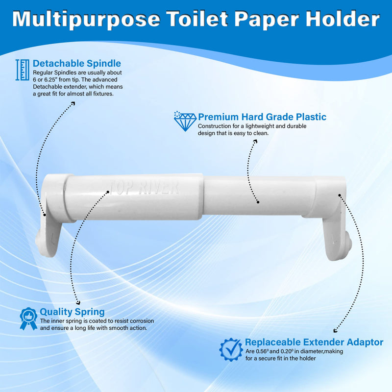 Top River Toilet Paper Holder Extender, Fit Double Rolls and Triple Rolls, Mega Rolls and Large Toilet Paper Rolls (Set of 2)