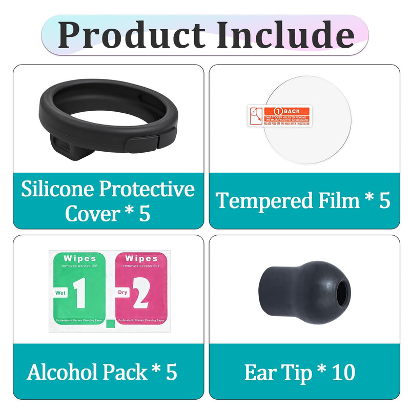5 Sets Protection Kits Compatible with EKO Core 500 Digital Stethoscope Accessories - 5 Pcs Silicone Protective Cases, Tempered Screen Protectors, Alcohol Packs and 10 Pcs Ear Tips