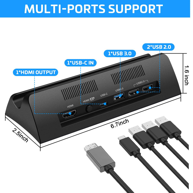 KEKUCULL TV Docking Station for Switch,Docking Station with 4K 1080P HD and USB 3.0 Port,Replacement for Official Switch Dock(Not for Switch2 and Not Included Cable)