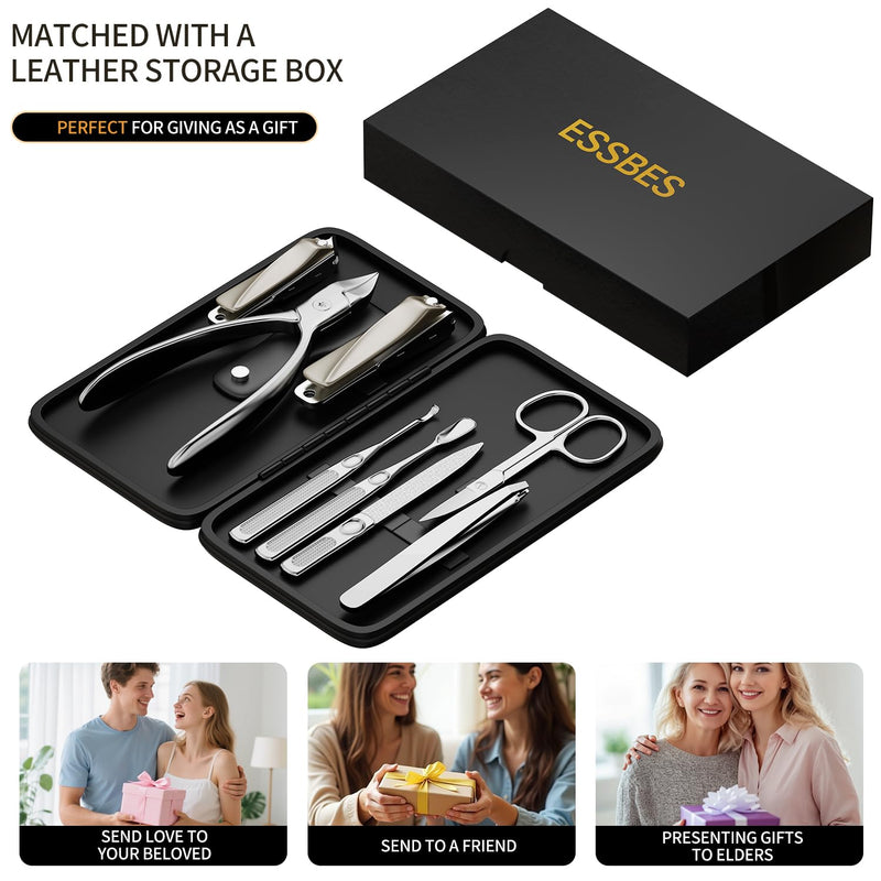 Precision Nail Grooming Manicure Sets Pedicure Kits Stainless Steel Nail Clipper Personal Care Tools with PU Leather Case