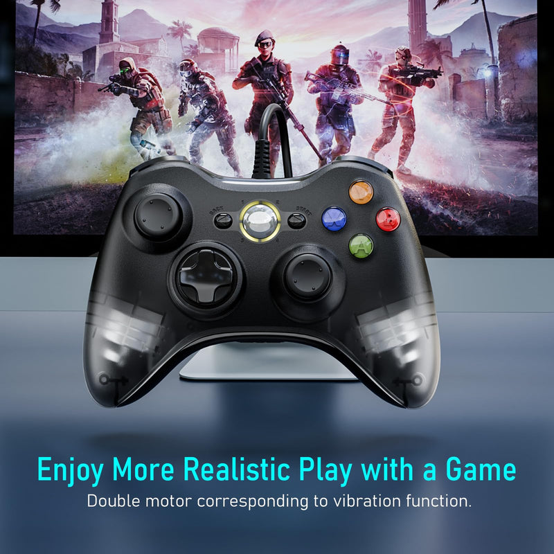 VILINAYA PC Controller, Wired Controller Compatible with Microsoft Xbox 360 & Slim/PC Windows 10/8/7, with Upgraded Joystick, Black 1 pc