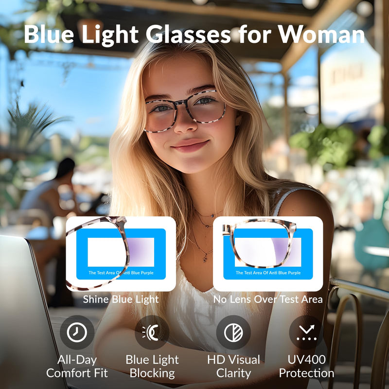 Blue Light Glasses for Woman Men | 99% Blue Light Blocking Glasses for Computer Gaming TV Phone Screen Square Frame | Anti Eyestrain & UV Glare Protection - 3 Pair 3 Pack Mix Color-2 Clear