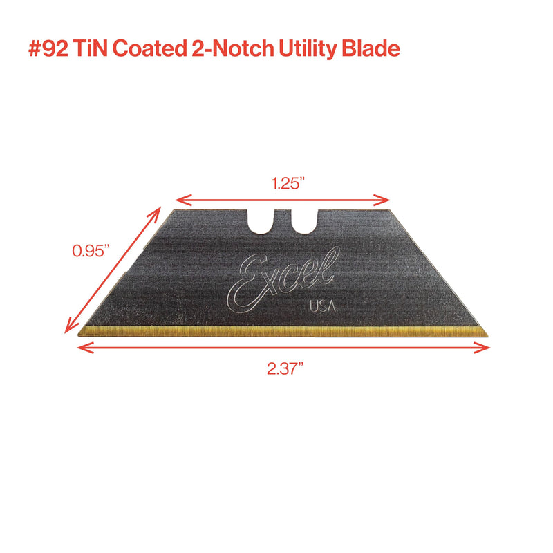 Excel Blades #92 Titanium Nitrade Coated Utility Knife Blades – Shatter Resistant High-Carbon Steel Razor Blades for Precision Cutting, 100 Pack Cutter Blade Replacement with Dispenser - Made In USA
