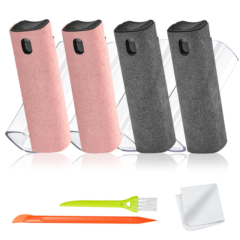 4 Pcs Car Screen Cleaner, Screen Cleaner Spray and Wipe for Car Display, Cell Phone Cleaner for Computer, iPad, iPhone, MacBook, Tablet 4PGreyPink