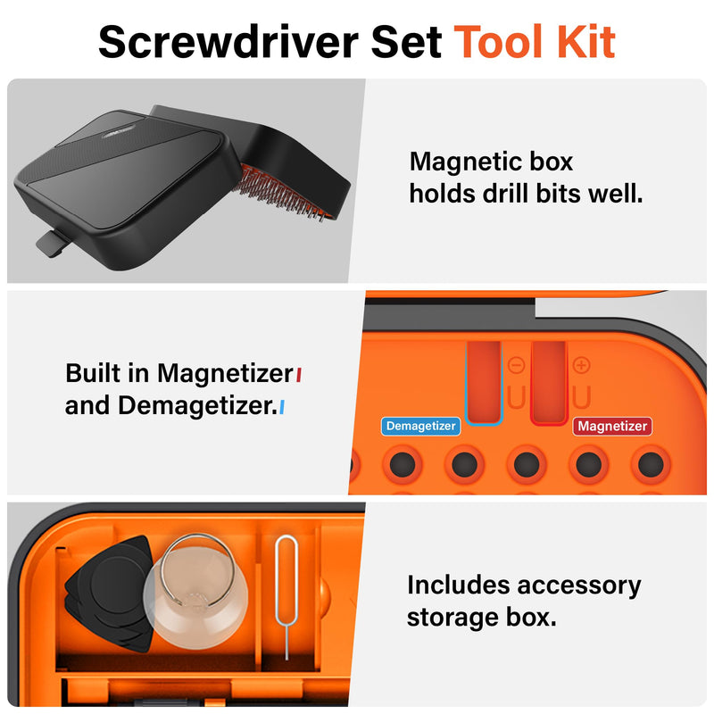 Mini Precision Screwdriver Set Aluminum Handle, Flexible Shaft, Magnetic Electronics Repair Tool Kit for Phones, Laptops, Toys, Tablet, Watches & DIY Projects (130-1) 130-1